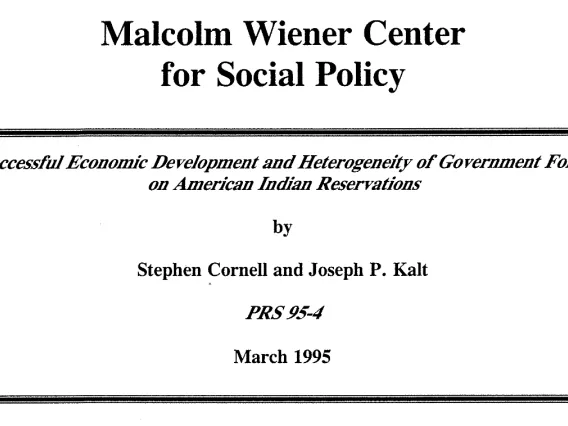 Successful Economic Development and Heterogeneity of Governmental Form on American Indian Reservations