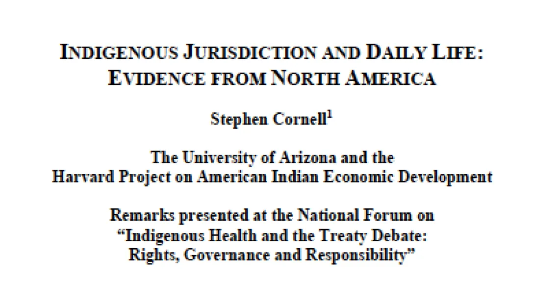 Indigenous Jurisdiction and Daily Life: Evidence from North America