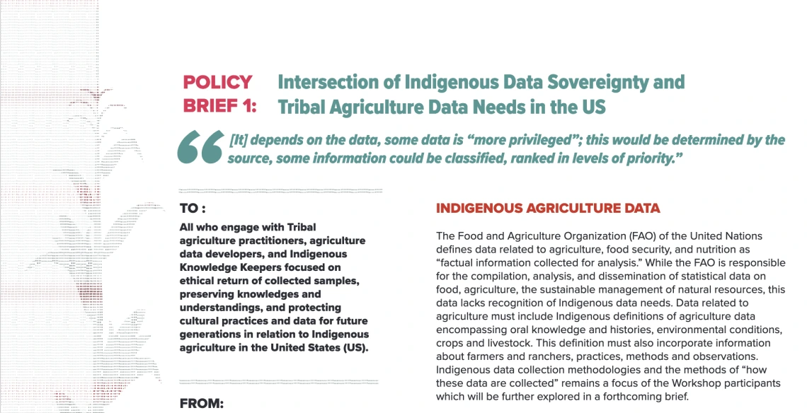 Intersection of Indigenous Data Sovereignty and Tribal Agriculture Data Needs in the US